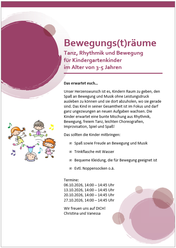 Bewegungs(T)räume: Kinder 3 - 5 Jahre