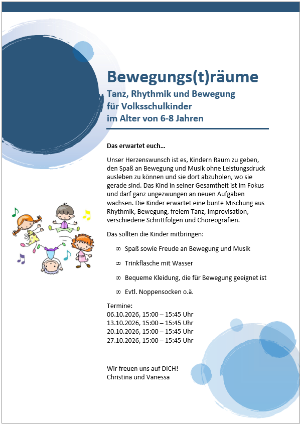 Bewegungs(T)räume: Kinder 6 - 8 Jahre
