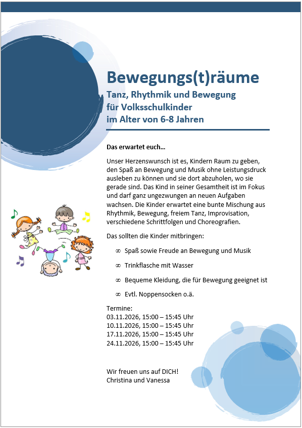 Bewegungs(T)räume: Kinder 6 - 8 Jahre